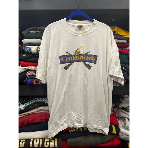 Sz L Vintage 2001 Y2K Harry Potter Quidditch Golden Snitch Movie Promo T-Shirt - Picture 1 of 9